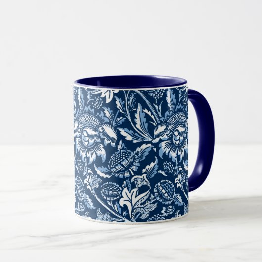 William Morris Sunflower, Dark Blue en White Mok (Voorkant rechts)