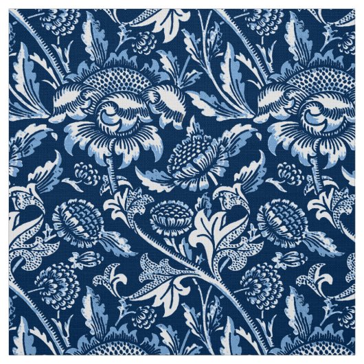 William Morris Sunflower, Dark Blue en White Stof (Swatch)