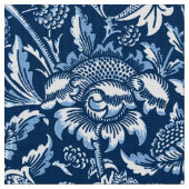 William Morris Sunflower, Dark Blue en White Stof (Close Up)