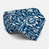 William Morris Sunflower, Dark Blue en White Stropdas (Opgerold)