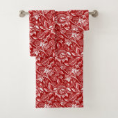 William Morris Sunflower, Deep Red en White Bad Handdoek (Insitu)