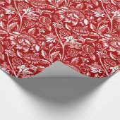 William Morris Sunflower, Deep Red en White Cadeaupapier (Hoek)