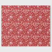 William Morris Sunflower, Deep Red en White Cadeaupapier (Vlak)