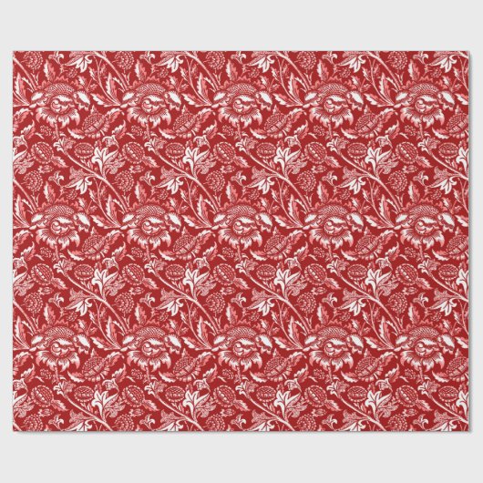 William Morris Sunflower, Deep Red en White Cadeaupapier (Vlak)