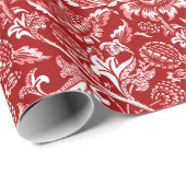 William Morris Sunflower, Deep Red en White Cadeaupapier (Rol Hoek)