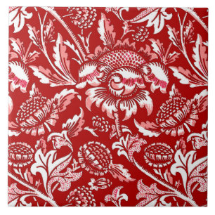 William Morris Sunflower, Deep Red en White Tegeltje