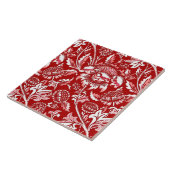 William Morris Sunflower, Deep Red en White Tegeltje (Zijkant)