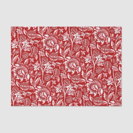 William Morris Sunflower, Deep Red en White Tissuepapier (Voorkant)