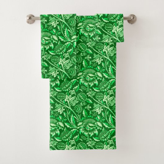 William Morris Sunflower, Emerald Green Bad Handdoek (Insitu)