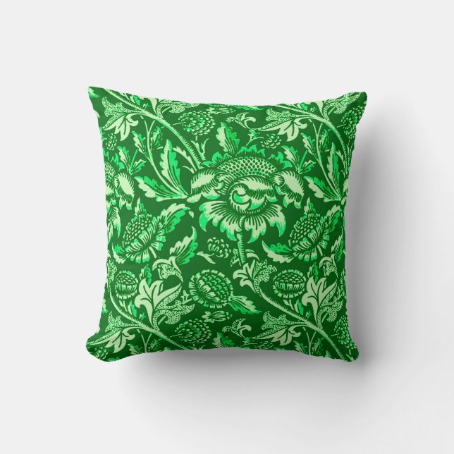 William Morris Sunflower, Emerald Green Kussen (Voorkant)