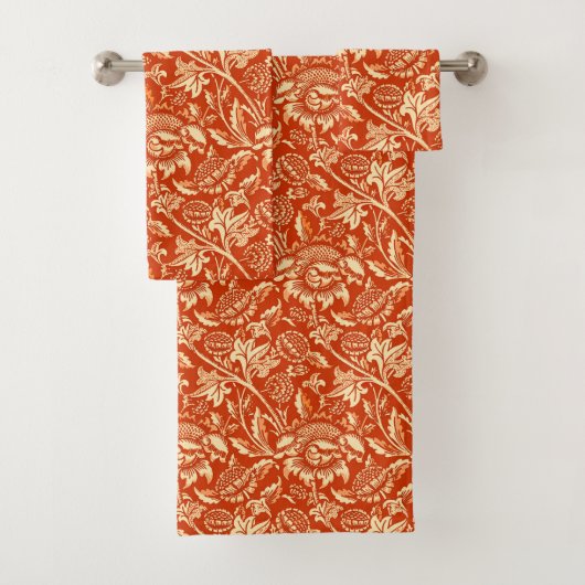 William Morris Sunflower, Mandarin Oranje Bad Handdoek (Insitu)
