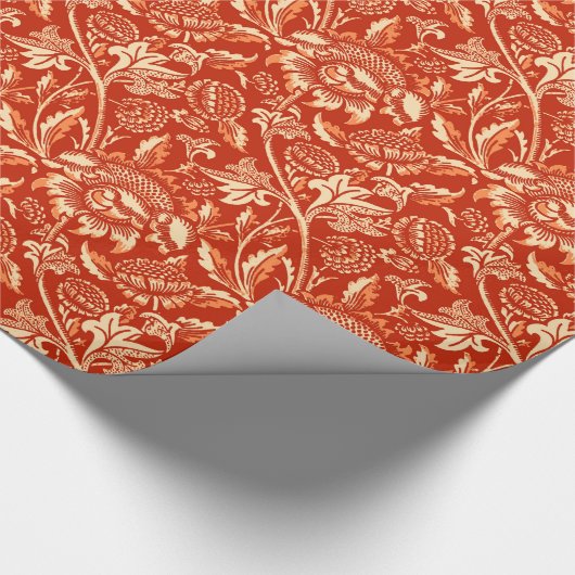 William Morris Sunflower, Mandarin Oranje Cadeaupapier (Hoek)