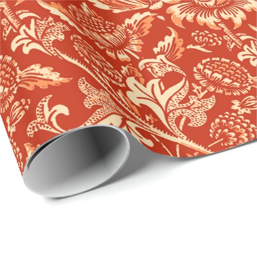 William Morris Sunflower, Mandarin Oranje Cadeaupapier (Rol Hoek)