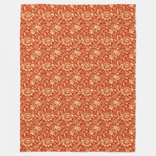 William Morris Sunflower, Mandarin Oranje Fleece Deken (Voorkant)