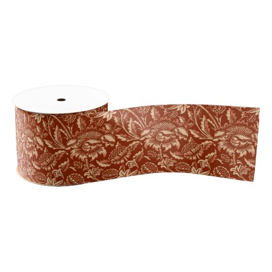 William Morris Sunflower, Mandarin Oranje Grosgrain Lint (Spoel)