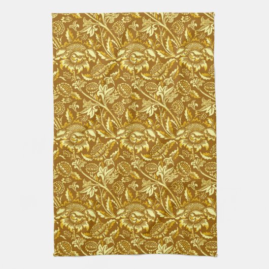 William Morris Sunflower, Mustard Gold & Yellow K Theedoek (Verticaal)