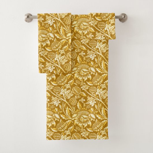 William Morris Sunflower, Mustard Yellow / Gold Bad Handdoek (Insitu)