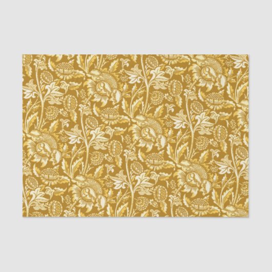 William Morris Sunflower, Mustard Yellow / Gold Tissuepapier (Voorkant)