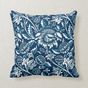 William Morris Sunflower, Navy Blue en White Kussen