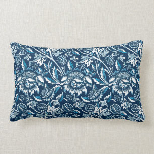 William Morris Sunflower, Navy Blue en White Kussen