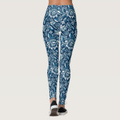 William Morris Sunflower, Navy Blue en White Leggings (Achterkant)