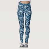 William Morris Sunflower, Navy Blue en White Leggings (Voorkant)