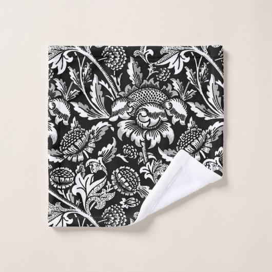 William Morris Sunflower, zwart en wit Bad Handdoek (Wasdoekje)