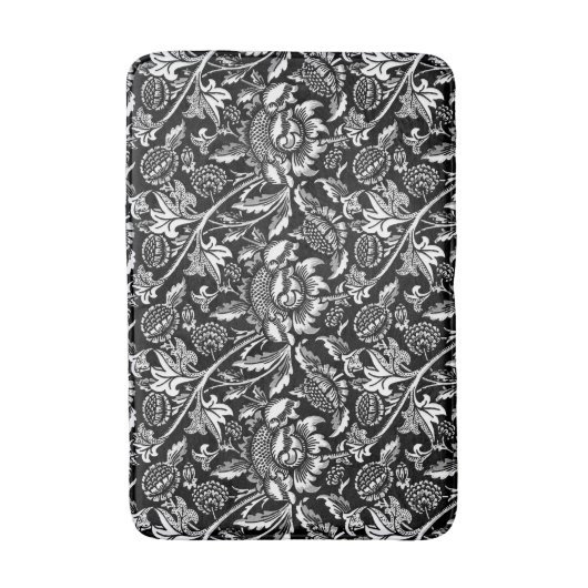 William Morris Sunflower, zwart en wit Badmat (Voorkant Verticaal)