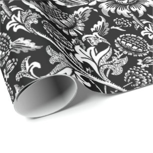William Morris Sunflower, zwart en wit Cadeaupapier