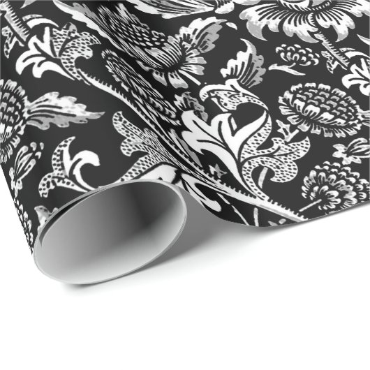 William Morris Sunflower, zwart en wit Cadeaupapier (Rol Hoek)