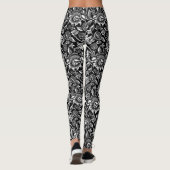 William Morris Sunflower, zwart en wit Leggings (Achterkant)