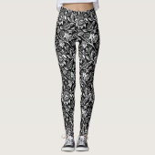 William Morris Sunflower, zwart en wit Leggings (Voorkant)