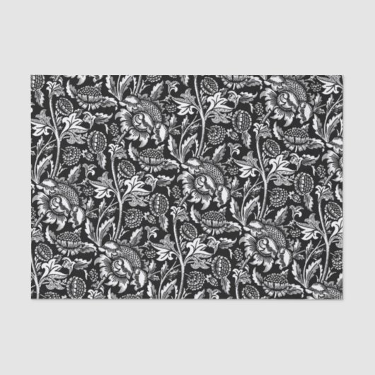 William Morris Sunflower, zwart en wit Tissuepapier (Voorkant)