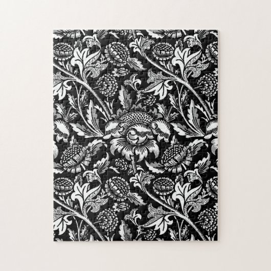William Morris Sunflower, zwart, wit en grijs Legpuzzel (Verticaal)