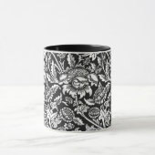 William Morris Sunflower, zwart, wit en grijs Mok (Midden)