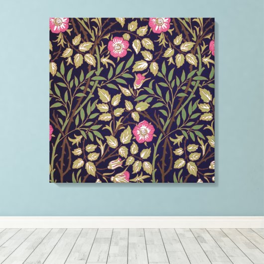 William Morris Sweet Briar Floral Art Canvas Afdruk (Insitu (Houten vloer))