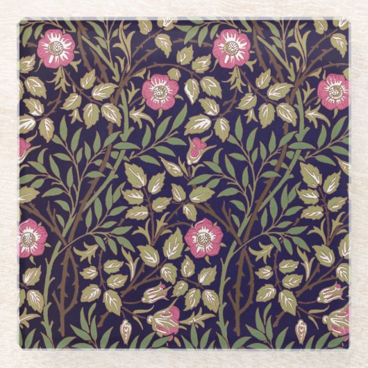 William Morris Sweet Briar Floral Art Glazen Onderzetter (Voorkant)