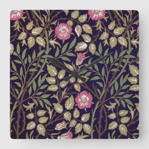 William Morris Sweet Briar Floral Art Nouveau Vierkante Klok