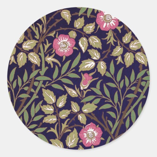 William Morris Sweet Briar Floral Art Ronde Sticker (Voorkant)