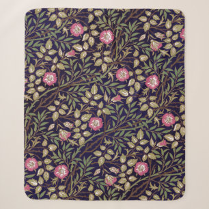 William Morris Sweet Briar Floral Art Sherpa Deken
