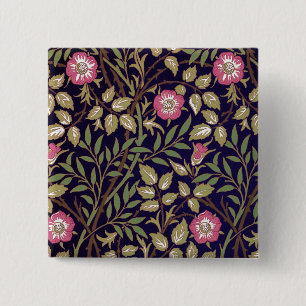 William Morris Sweet Briar Floral Art Vierkante Button 5,1 Cm