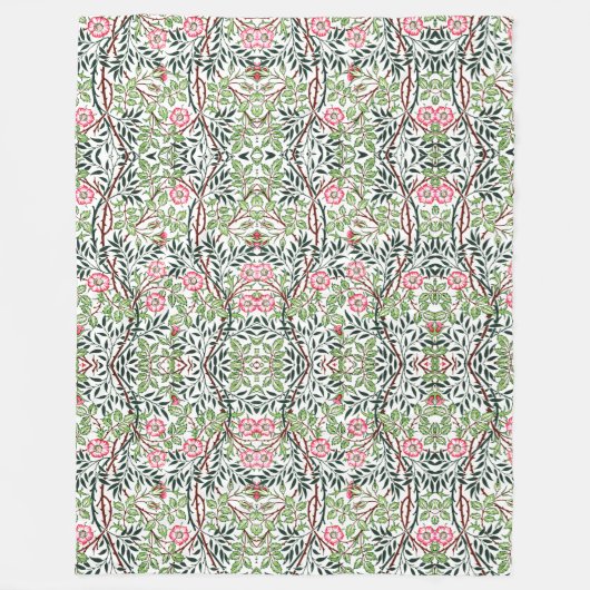 William Morris  Sweet Briar Rozen Foliage Fleece Deken (Voorkant)