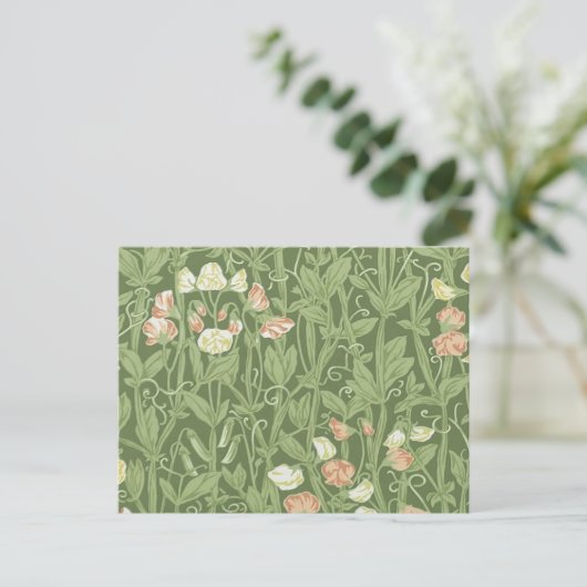 William Morris Sweet Pea Floral Design Briefkaart (Staand voorkant)