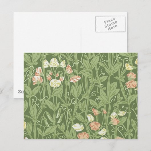 William Morris Sweet Pea Floral Design Briefkaart (Voorkant / Achterkant)
