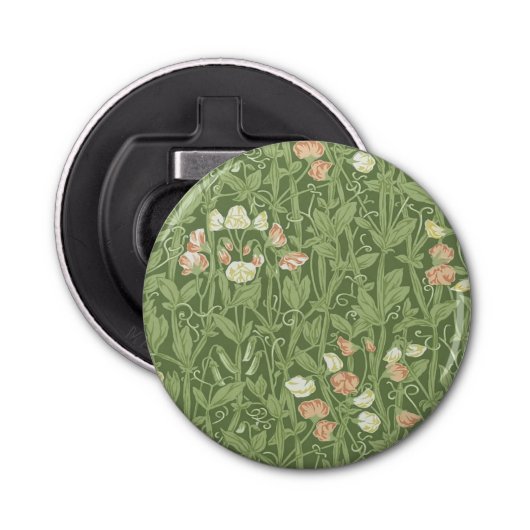 William Morris Sweet Pea Floral Design Button Flesopener (Voorkant)