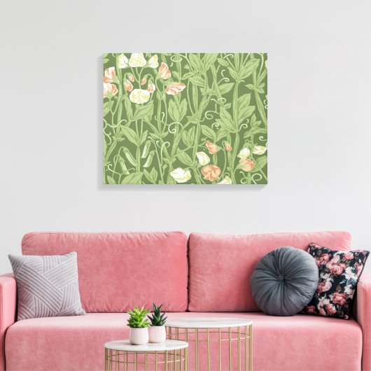 William Morris Sweet Pea Floral Design Canvas Afdruk (Insitu (Woonkamer))