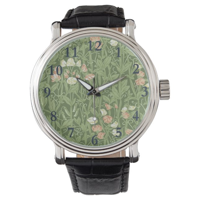 William Morris Sweet Pea Floral Design Horloge (Voorkant)
