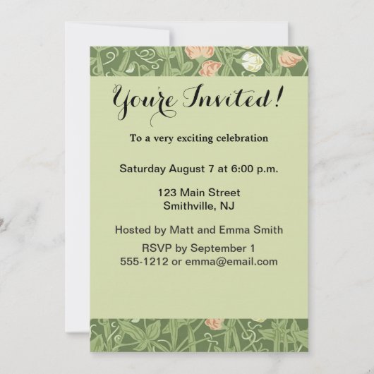 William Morris Sweet Pea Floral Design Kaart (Voorkant)