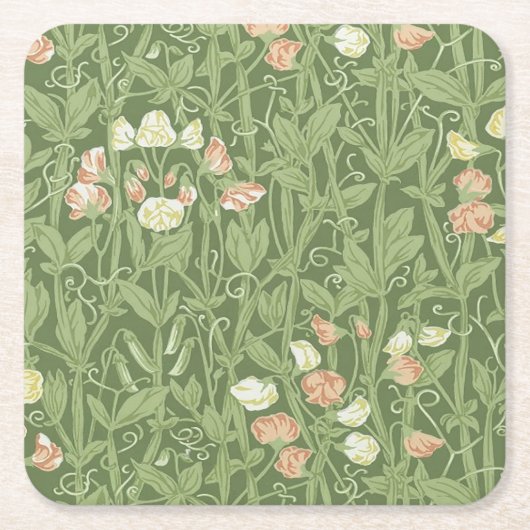 William Morris Sweet Pea Floral Design Kartonnen Onderzetters (Voorkant)