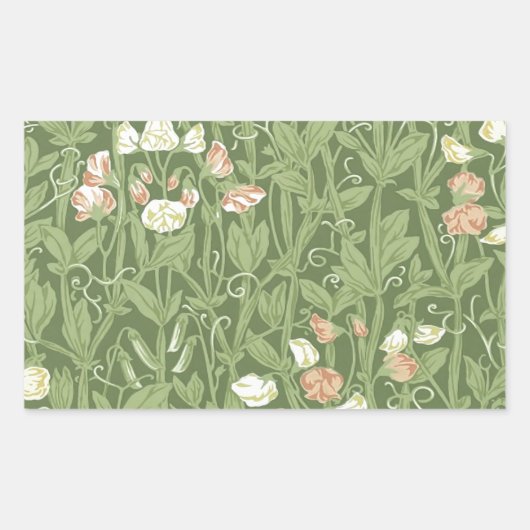 William Morris Sweet Pea Floral Design Rechthoekige Sticker (Voorkant)